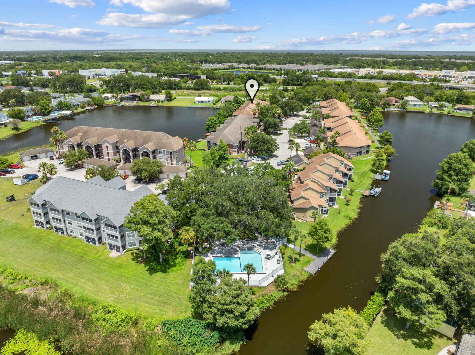Aerial of the community and pool